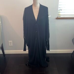Madeinam Medium long black cardigan excellent condition “I AM RED WITH LOVE”.